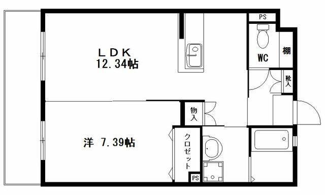 グランストーク西島(1LDK/2階)の間取り写真