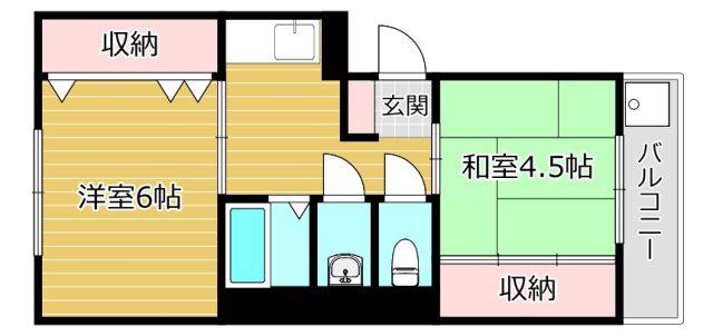 清和幸マンション(2K/4階)の間取り写真