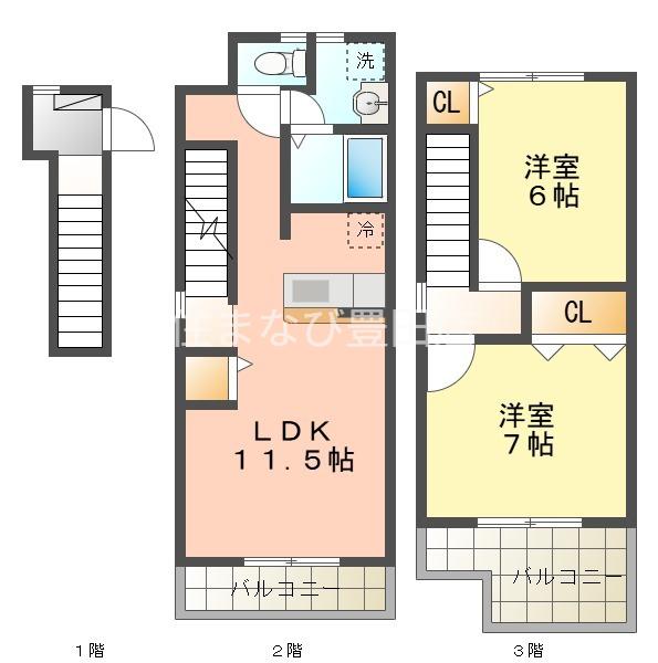 グランシャリオ(2LDK/2階)の間取り写真
