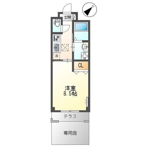 ソラナ宮本(1K/1階)の間取り写真