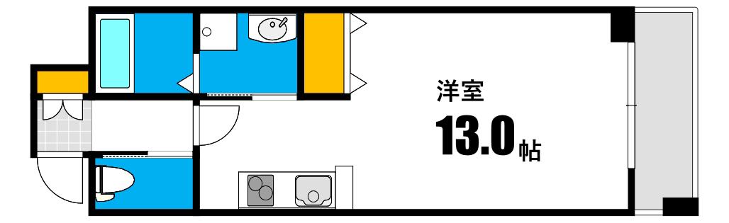 カサヴェルデ八丁堀(1K/4階)の間取り写真
