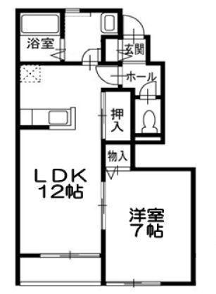 ブリーズ東海神E棟(1LDK/1階)の間取り写真