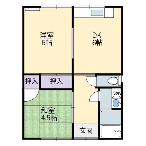 善和ハイツB(2DK/2階)の間取り写真