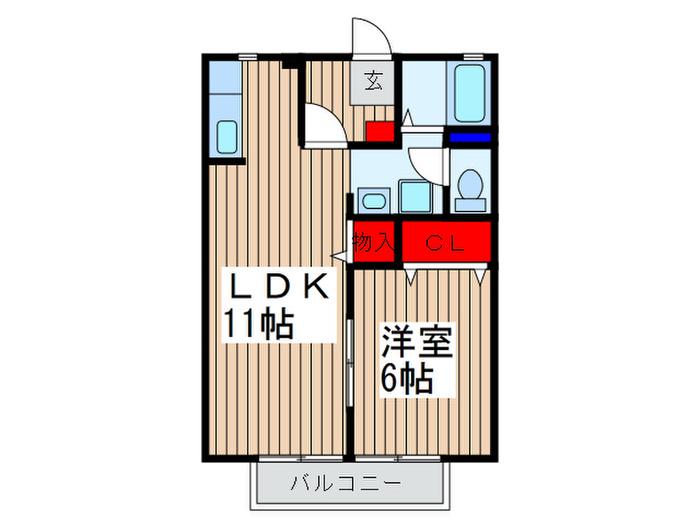 グランドガーデンOMIYA(1LDK/1階)の間取り写真