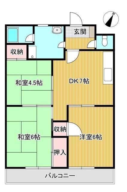 畑田ハイツ(3DK/2階)の間取り写真