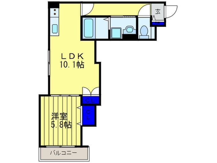 フォーチュン住道(1LDK/2階)の間取り写真