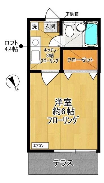 ペアハイム(1K/1階)の間取り写真