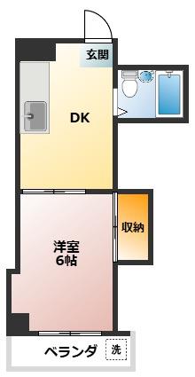 新井第3パティオ(1DK/4階)の間取り写真