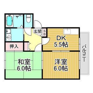ワイズ上之町(2DK/2階)の間取り写真