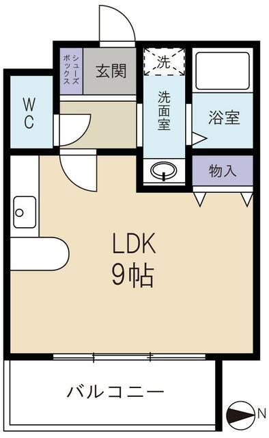 エクセル畑江(ワンルーム/1階)の間取り写真