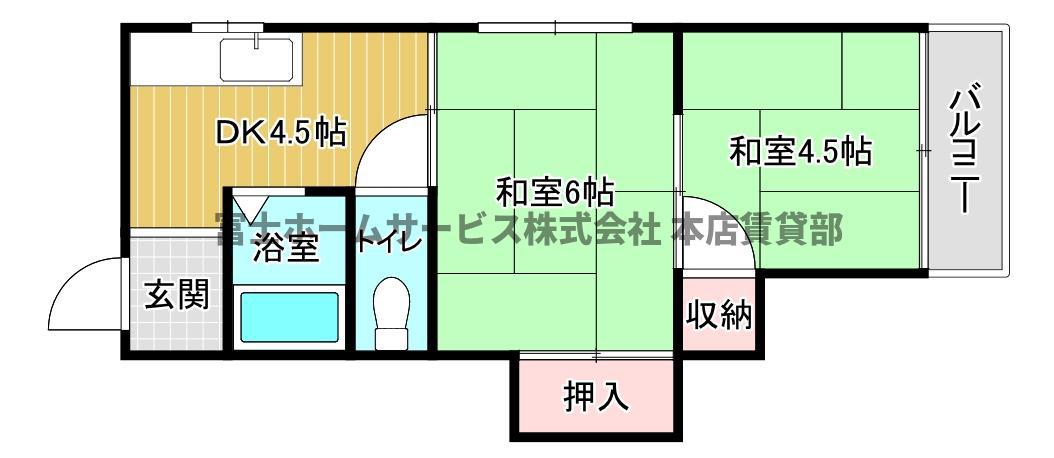 ナイトープラザ(2DK/2階)の間取り写真