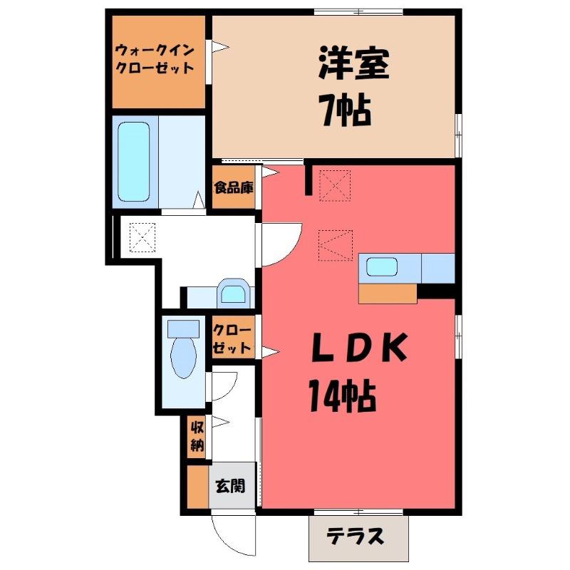ブレシアカツラ(1LDK/1階)の間取り写真