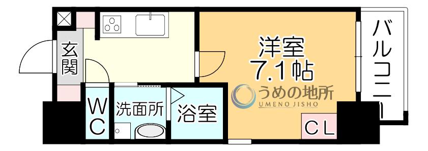 MARK AVENUE TOWER 久留米(1K/13階)の間取り写真