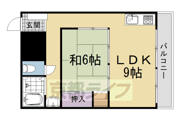 コープ鴨川(1LDK/3階)の間取り写真