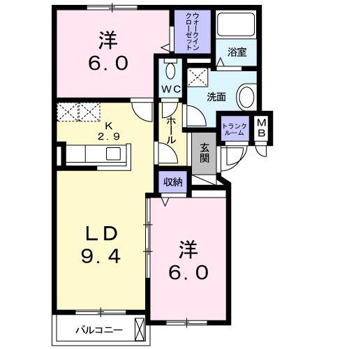 プリマヴェーラ・ルーチェ(2LDK/3階)の間取り写真