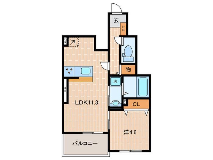 YSテラス(1LDK/1階)の間取り写真