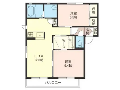 プラースドゥプラージュIV(2LDK/2階)の間取り写真