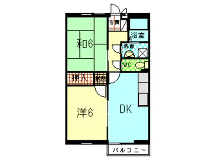 ヴィクトリー1 E棟(2DK/2階)の間取り写真