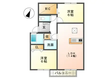 ロイヤルステージ A棟(2LDK/1階)の間取り写真
