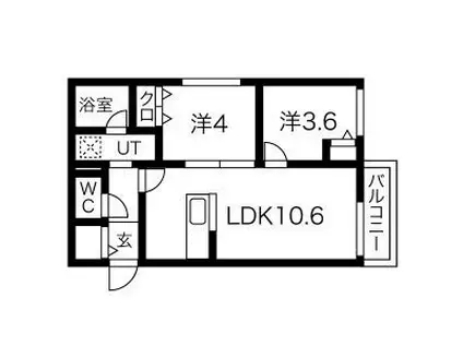 メニーズコート元町北(2LDK/4階)の間取り写真