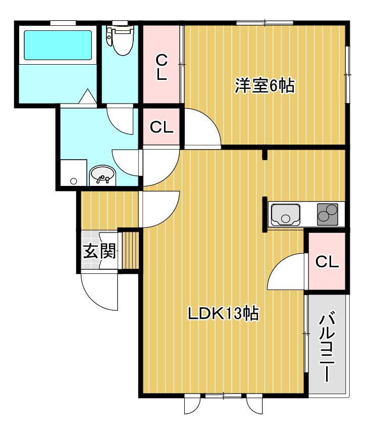 メゾンオンプレイスA(1LDK/1階)の間取り写真
