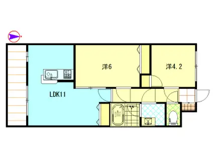 HOKULEA SENDAI(2LDK/1階)の間取り写真