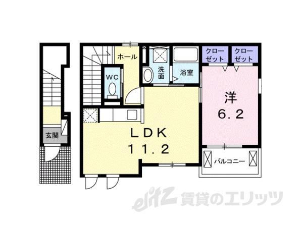 エバーアベニュー(1LDK/2階)の間取り写真
