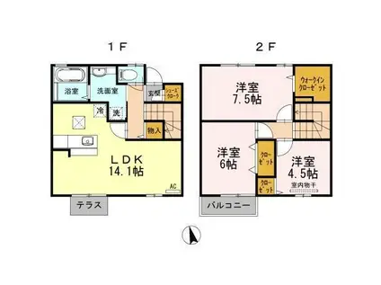 こもれび館(3LDK/1階)の間取り写真