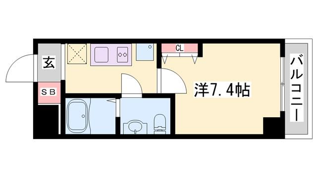 CAPITAL.I姫路(1K/4階)の間取り写真
