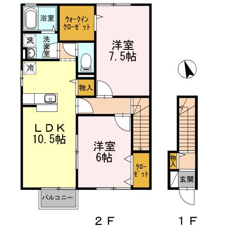 フローラ(2LDK/2階)の間取り写真
