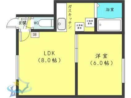 パレス秀高 第6(1LDK/1階)の間取り写真