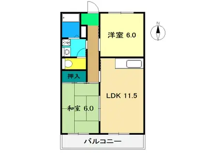 ビラ・プリンチペII(2LDK/1階)の間取り写真