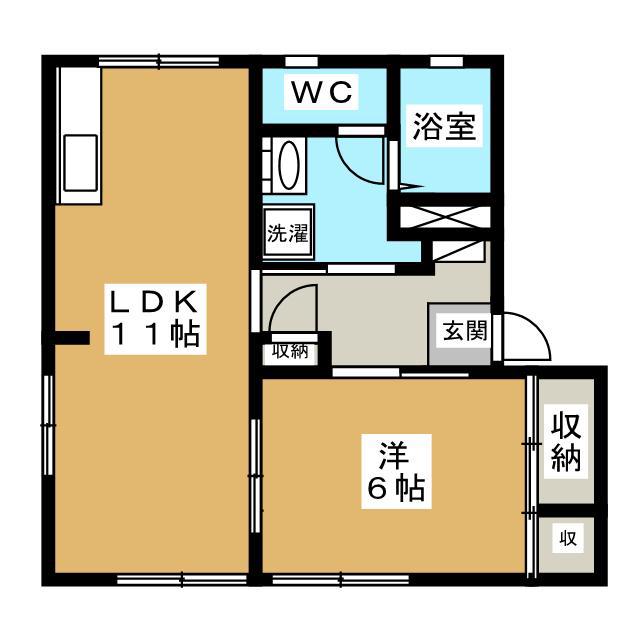 エレガン(1LDK/1階)の間取り写真