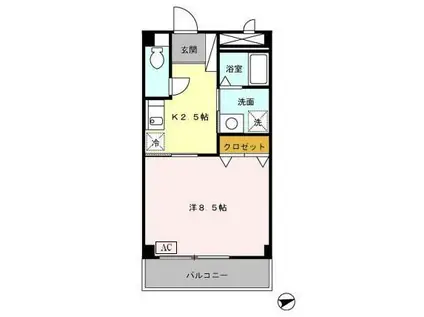 ヴィルドミール(1K/2階)の間取り写真