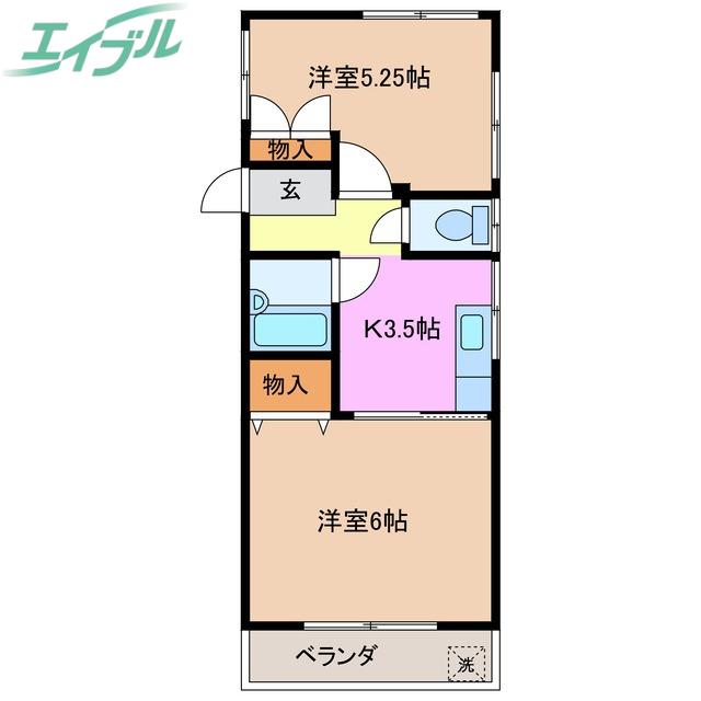 コーポラス日野(2K/2階)の間取り写真