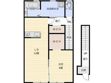クオンタム筒井III A(1LDK/2階)の間取り写真