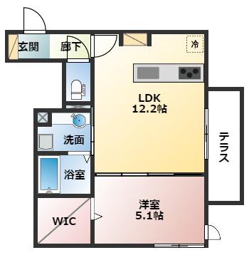 フェリーチェヴェント(1LDK/1階)の間取り写真