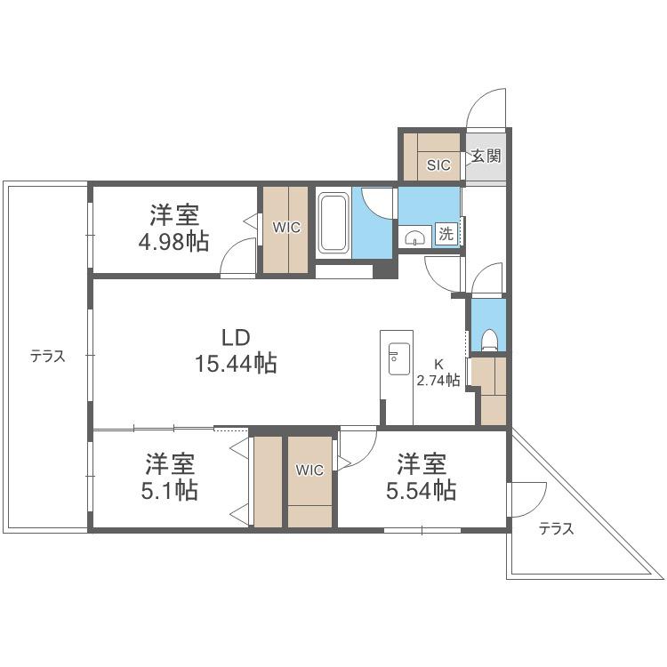 SーRESIDENCE二十四軒AVELIS(3LDK/1階)の間取り写真