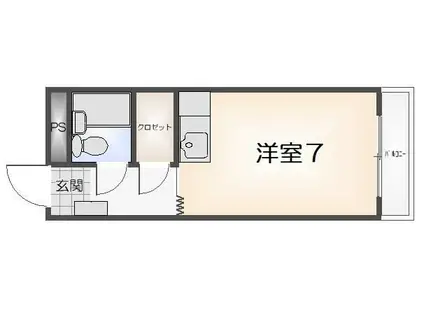 JR牟岐線 阿波富田駅 徒歩20分 3階建 築39年(ワンルーム/1階)の間取り写真