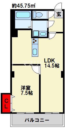 グランベール小倉駅前(1LDK/5階)の間取り写真