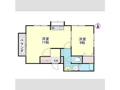 アオーラ(1LDK/2階)の間取り写真