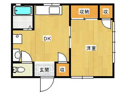 セジュールI(1DK/2階)の間取り写真