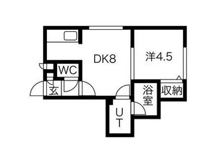 オール北大前(1LDK/4階)の間取り写真