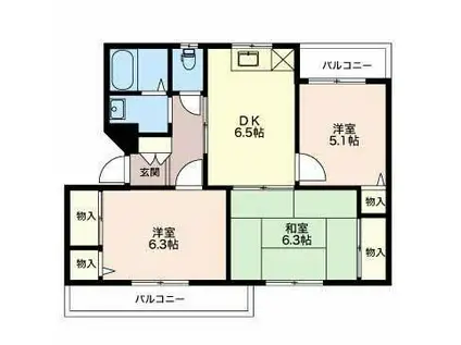 グランメール千本C(3DK/3階)の間取り写真