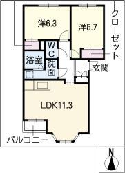 グネシィケント(2LDK/2階)の間取り写真