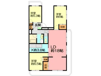 テレパレス辻堂西海岸B棟(3LDK/5階)の間取り写真