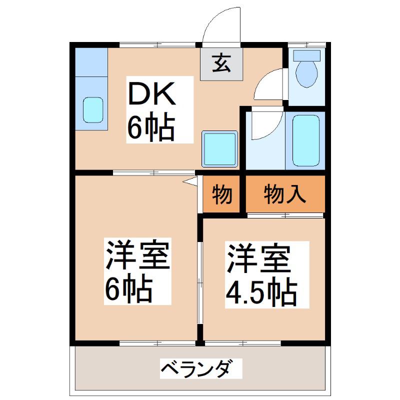 MSコート(2DK/2階)の間取り写真