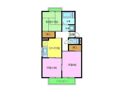 グリーンヒルC(3DK/2階)の間取り写真