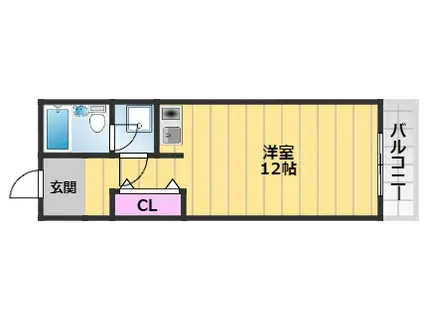 西野ハイツ(ワンルーム/4階)の間取り写真