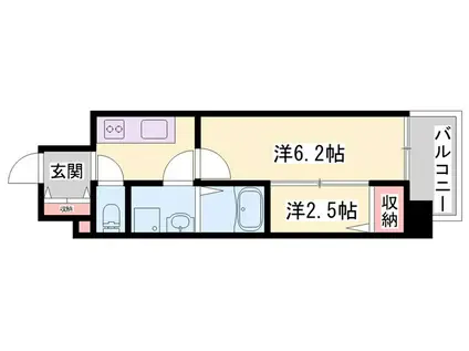 アルティザ(1DK/6階)の間取り写真